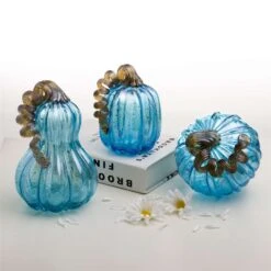 Glitzhome 8.46 In. Glass Blue Pumpkin Fall Decor 11 Glitzhome 8.46 In. Glass Blue Pumpkin Fall Decor -Alpine Sales Store 044fc582 049b 4f9f 9913 8b730e089145