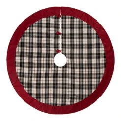 Glitzhome Multicolored Plaid Christmas Tree Skirt 0.25 In.