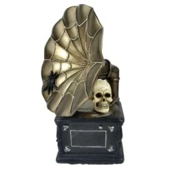 Touch Of Nature 12 In. Spooky Record Player With Skull Halloween Decor