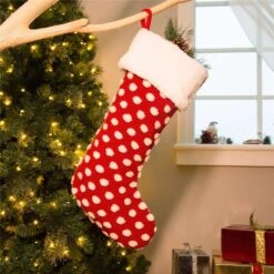 Glitzhome Red/White Polka Dot Christmas Stocking 1.18 In. -Alpine Sales Store 0e2661ec f212 4c1c 9837 e6e013f0642b