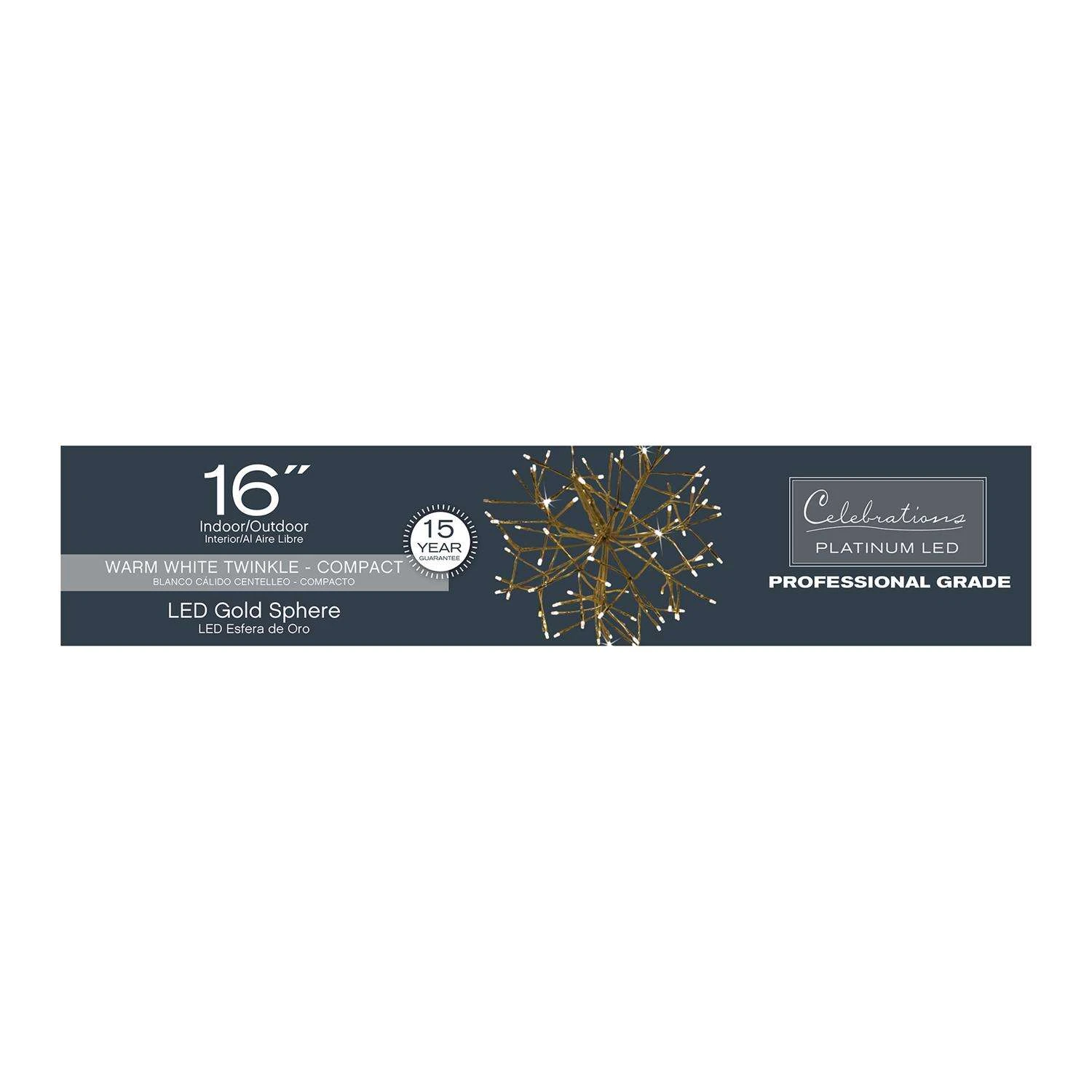 Celebrations Platinum LED Warm White Shimmer Sphere 16 In. Hanging Decor 7 Celebrations Platinum LED Warm White Shimmer Sphere 16 In. Hanging Decor - Image 5