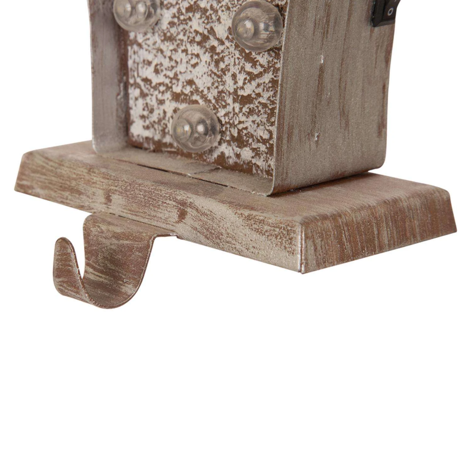 Glitzhome Marquee LED Brown/White Gift Box Stocking Holder 7.48 In. 4 Glitzhome Marquee LED Brown/White Gift Box Stocking Holder 7.48 In. - Image 2