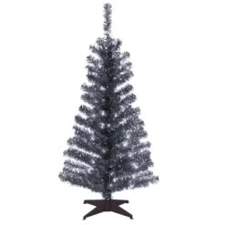 National Tree Company 4 Ft. Slim Incandescent 70 Ct Black Tinsel Christmas Tree