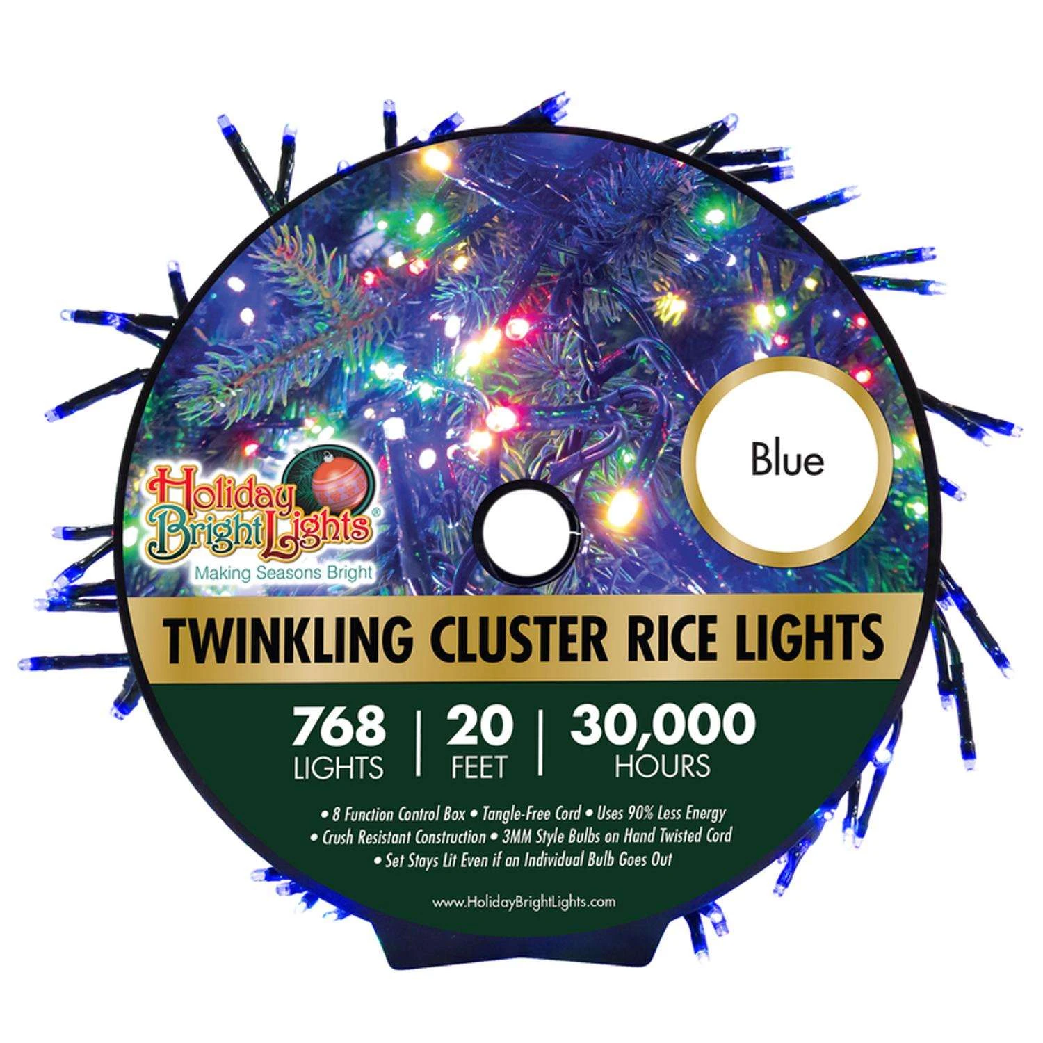 Holiday Bright Lights LED Rice Cluster Blue 768 Ct String Christmas Lights 3 Holiday Bright Lights LED Rice Cluster Blue 768 Ct String Christmas Lights