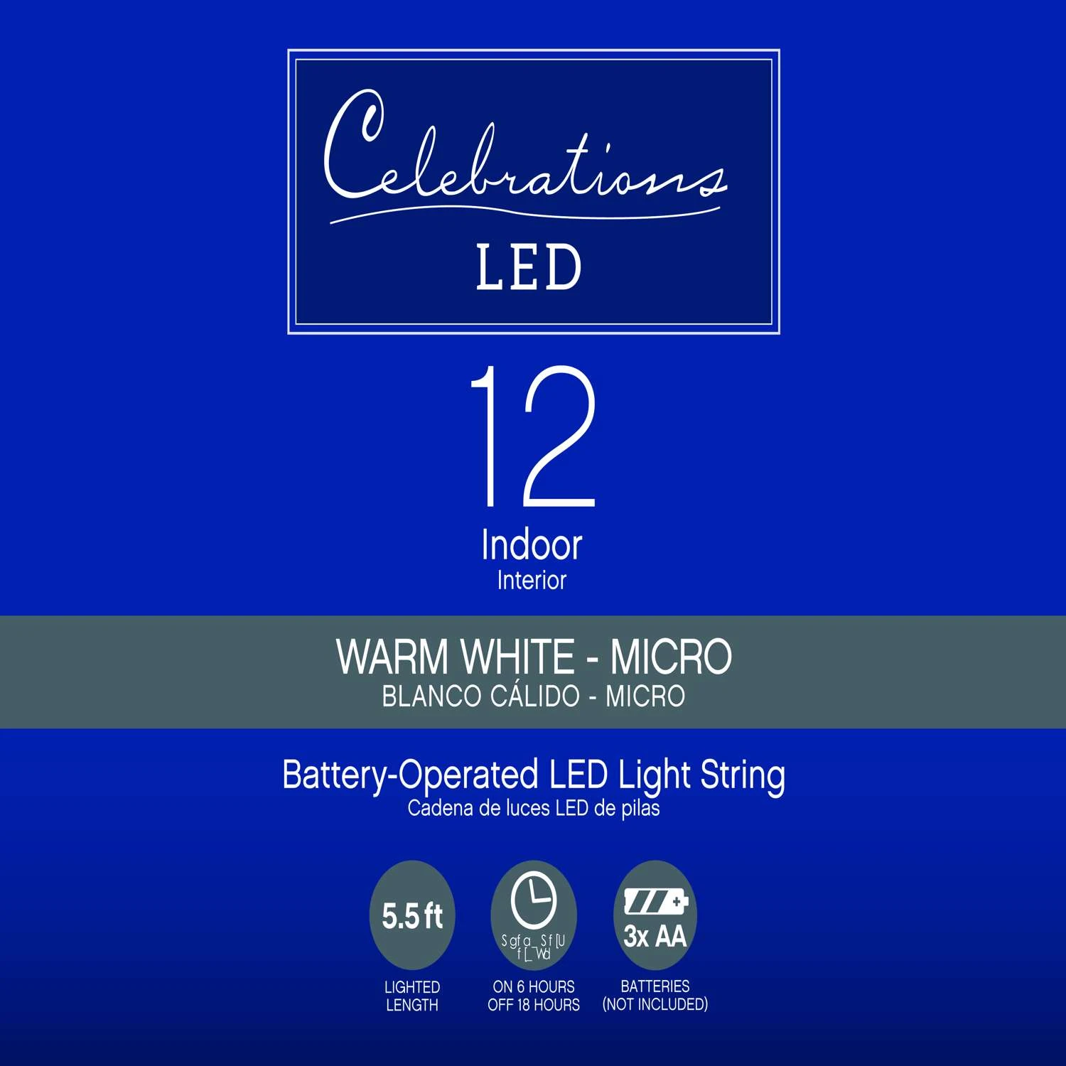 Celebrations LED Micro/5mm Clear/Warm White String Christmas Lights 3 Celebrations LED Micro/5mm Clear/Warm White String Christmas Lights
