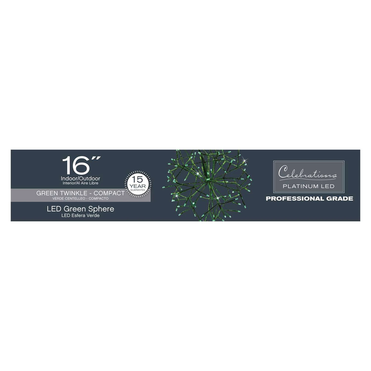 Celebrations Platinum LED Green Shimmer Sphere 16 In. Hanging Decor 6 Celebrations Platinum LED Green Shimmer Sphere 16 In. Hanging Decor - Image 4