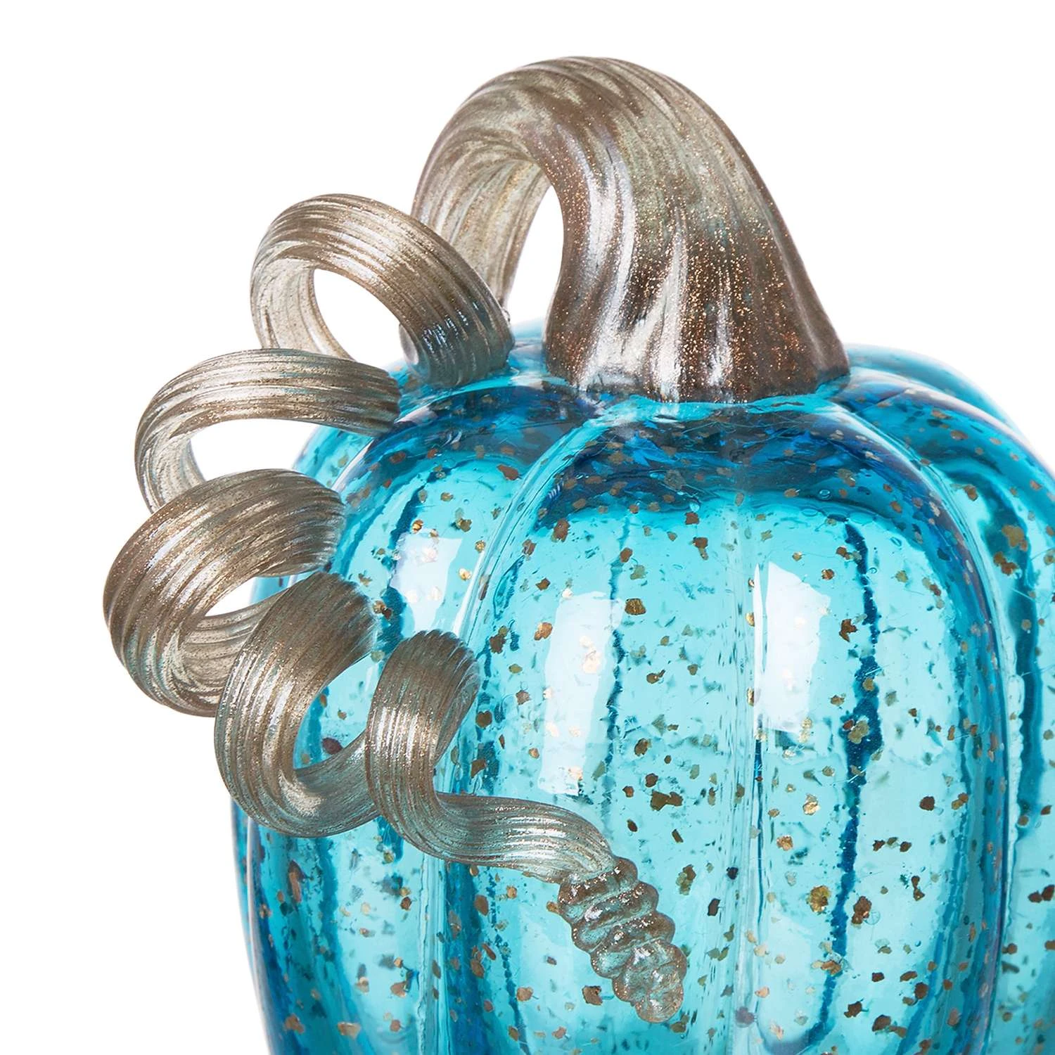 Glitzhome 8.46 In. Glass Blue Pumpkin Fall Decor 4 Glitzhome 8.46 In. Glass Blue Pumpkin Fall Decor - Image 2