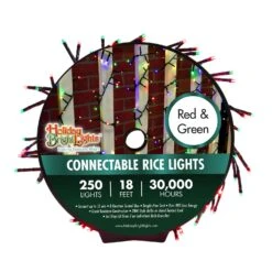 Holiday Bright Lights LED Rice Green/Red 250 Ct String Christmas Lights
