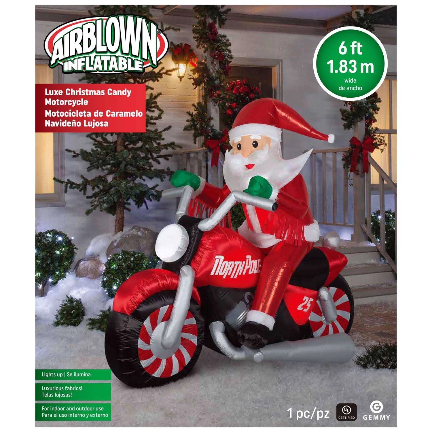 Gemmy Airblown LED Santa On Motorcycle 7 Ft. Inflatable 5 Gemmy Airblown LED Santa On Motorcycle 7 Ft. Inflatable - Image 3