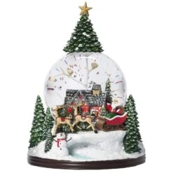 Roman Glitter Dome LED Multicolored Musical Swirl Cabin Dome With Tree Top Indoor Christmas Decor 9.
