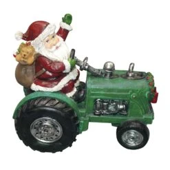 Alpine Multicolored Santa On Tractor Figurine