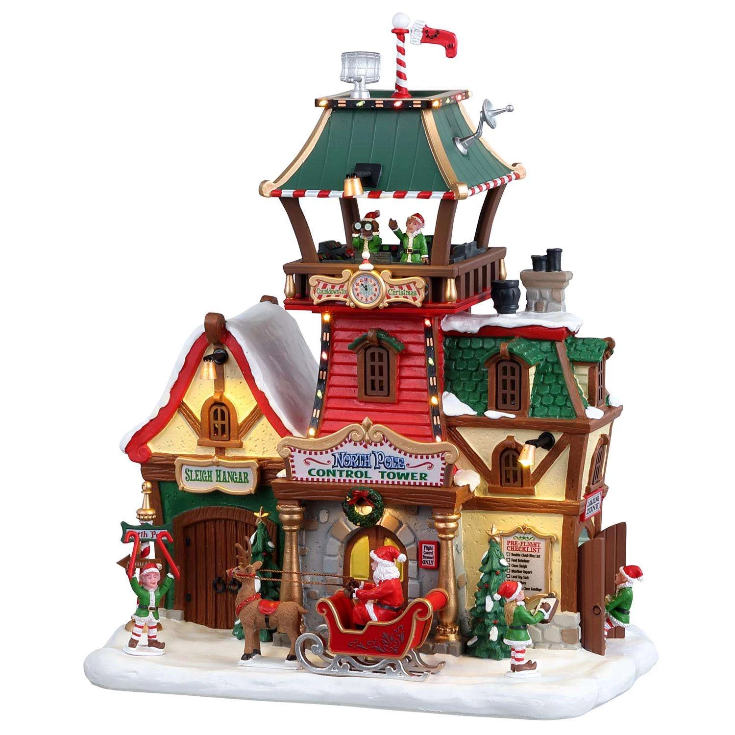 Lemax LED Multicolored North Pole Control Tower Christmas Village 10 In. 3 Lemax LED Multicolored North Pole Control Tower Christmas Village 10 In.