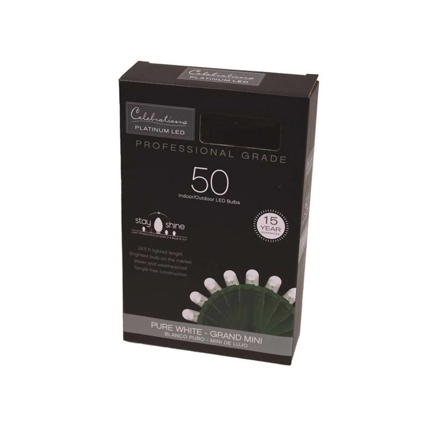 Celebrations Platinum LED Mini Pure White 50 Ct String Christmas Lights 25 Ft. 4 Celebrations Platinum LED Mini Pure White 50 Ct String Christmas Lights 25 Ft. - Image 2