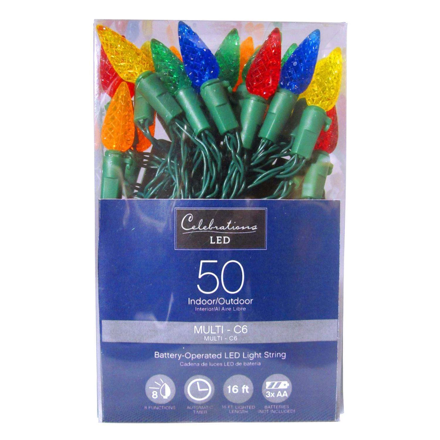 Celebrations LED C6 Multicolored 50 Ct String Christmas Lights 16 Ft. 3 Celebrations LED C6 Multicolored 50 Ct String Christmas Lights 16 Ft.