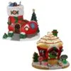 Lemax LED Elf Lane And Peppermint Cottage Christmas Village