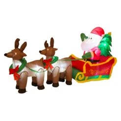 Glitzhome Santa Sleigh & Reindeer 13.31 In. Inflatable