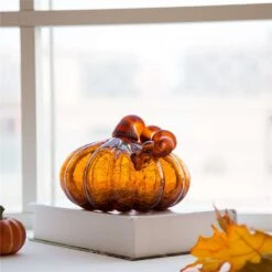 Glitzhome 5.51 In. Glass Pumpkin Tabletop Decor -Alpine Sales Store 3d7a3bb3 6ffd 4f18 a2dd 1a0419cc3a0f
