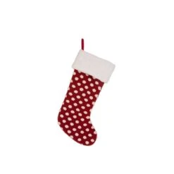 Glitzhome Red/White Polka Dot Christmas Stocking 1.18 In.