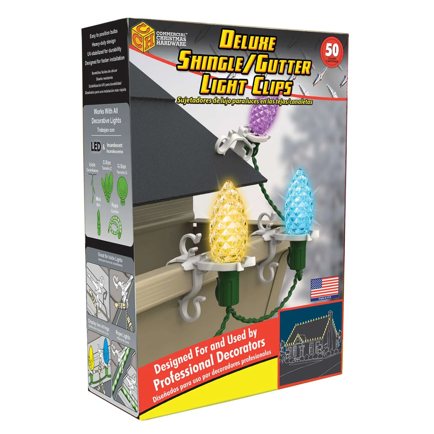 Adams® Adams Deluxe Shingle/Gutter Light Clips 50 Pk 3 Adams® Adams Deluxe Shingle/Gutter Light Clips 50 Pk