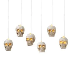 Gerson 5 In. Lighted Hanging Skulls Halloween Decor