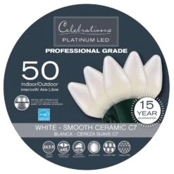 Celebrations Platinum LED C7 Warm White 50 Ct String Christmas Lights 24.5 Ft.