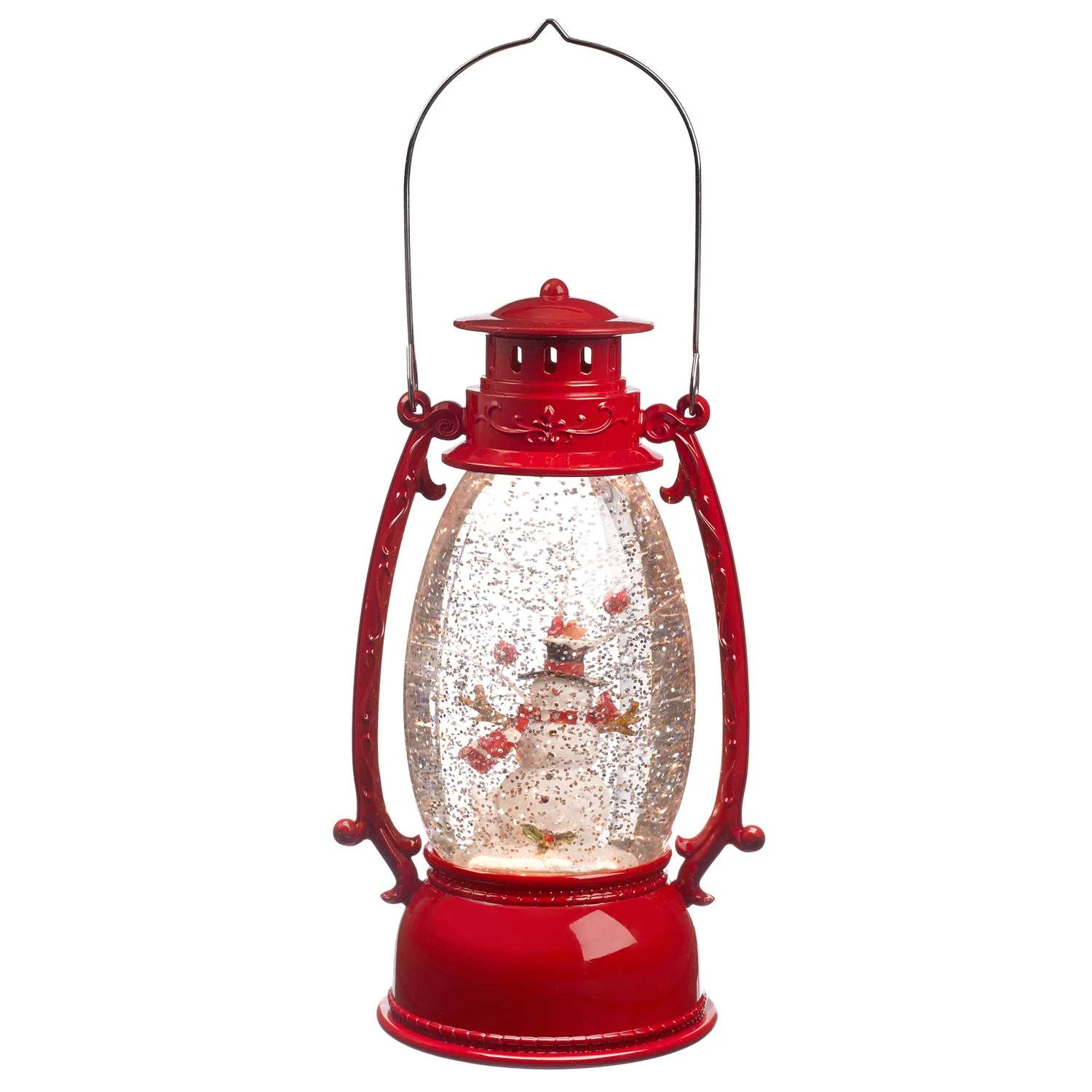 Roman Holiday Red/White Vintage Lantern Snowman Swirling Indoor Christmas Decor 9.5 In. 3 Roman Holiday Red/White Vintage Lantern Snowman Swirling Indoor Christmas Decor 9.5 In.