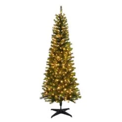 Celebrations 7 Ft. Pencil LED 250 Ct Highland Green Spruce Christmas Tree