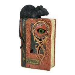 Touch Of Nature 10 In. LED Prelit Orange Spell Book With Rat Halloween Decor