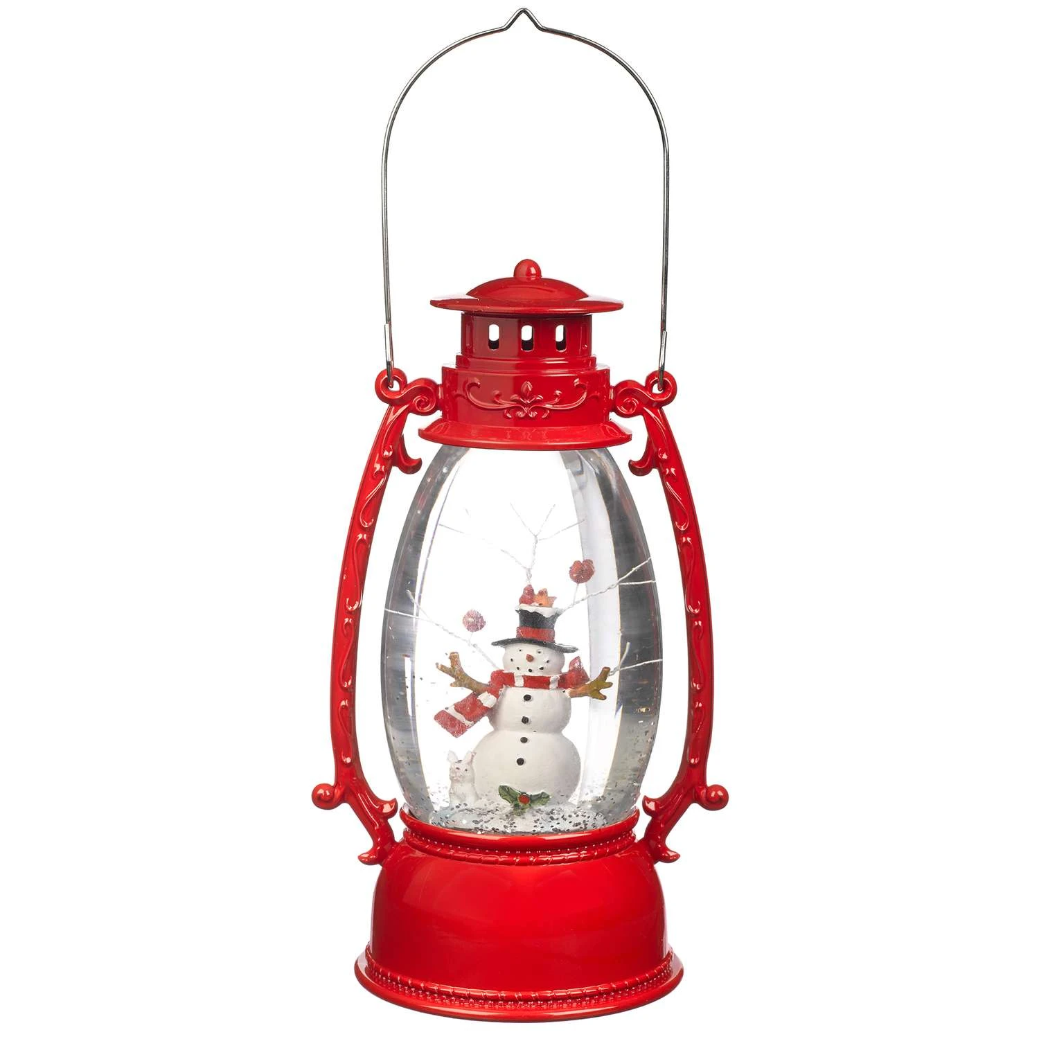 Roman Holiday Red/White Vintage Lantern Snowman Swirling Indoor Christmas Decor 9.5 In. 4 Roman Holiday Red/White Vintage Lantern Snowman Swirling Indoor Christmas Decor 9.5 In. - Image 2