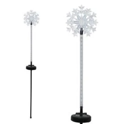 Alpine LED Solar Snowflake Garden Stake 33 In. Pathway Decor