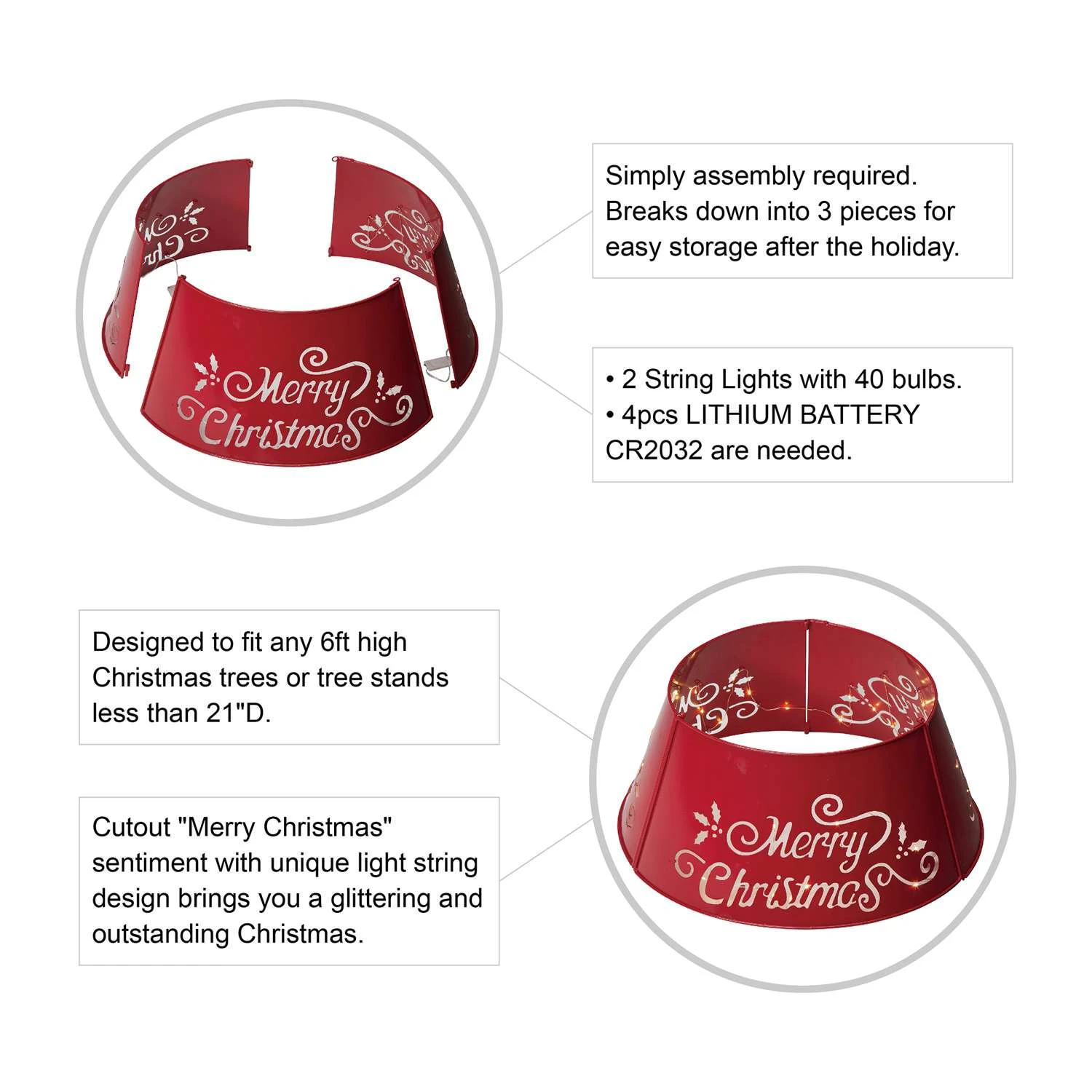 Glitzhome Metal Tree Collar 6 Ft. 7 Glitzhome Metal Tree Collar 6 Ft. - Image 5