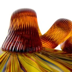 Glitzhome 4.21 In. Multi Striped Glass Pumpkin Tabletop Decor -Alpine Sales Store 4eee7781 430b 43d5 9569 3a2accd6e81f