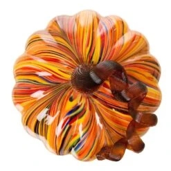 Glitzhome 6.50 In. Multi Striped Glass Large Pumpkin Tabletop Decor 10 Glitzhome 6.50 In. Multi Striped Glass Large Pumpkin Tabletop Decor -Alpine Sales Store 50e0eff9 5441 4114 b66d c41d7fd62293