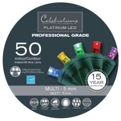 Celebrations Platinum LED Micro/5mm Multicolored 50 Ct String Christmas Lights 24.5 Ft.