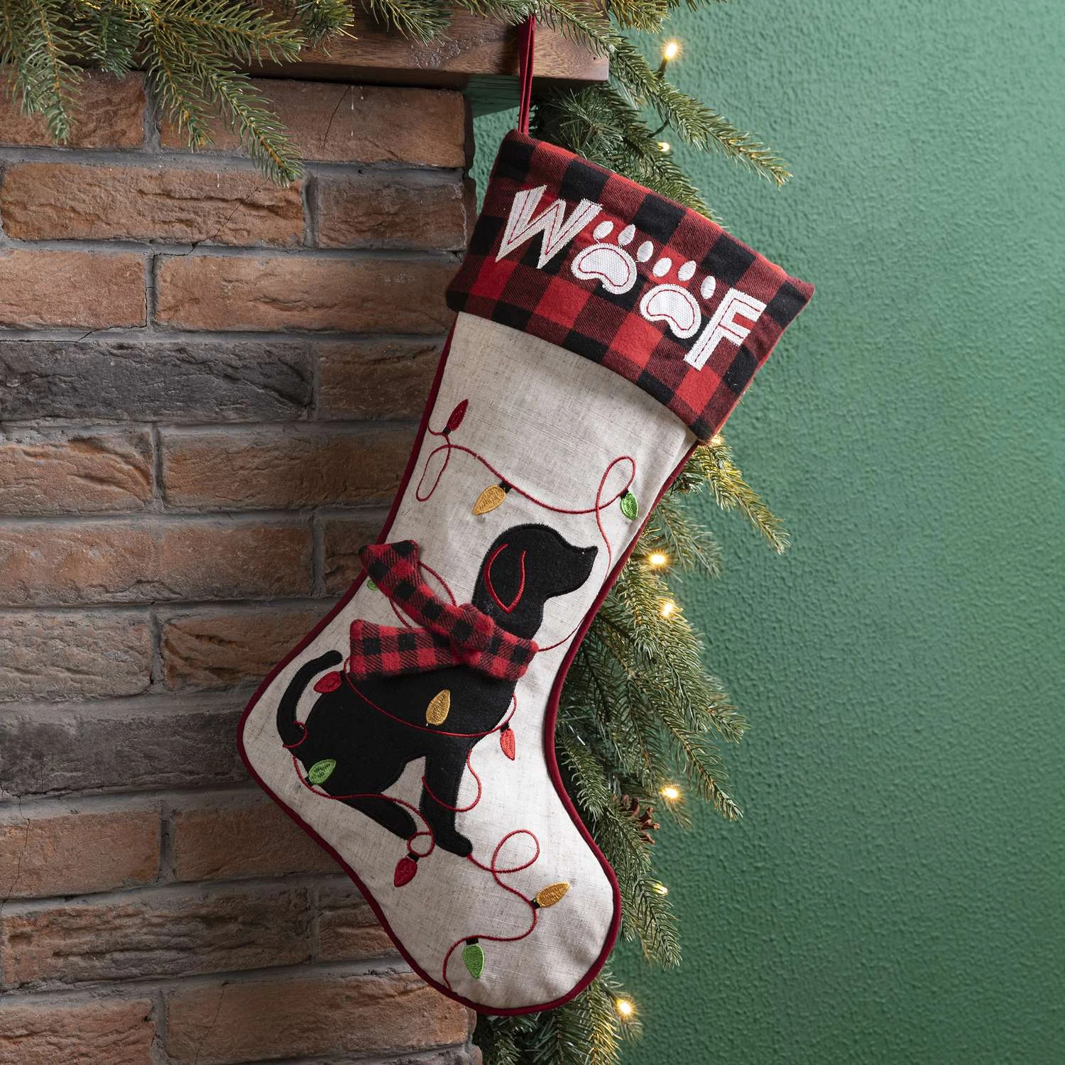 Glitzhome Multicolored Dog Christmas Stocking 1.18 In. 6 Glitzhome Multicolored Dog Christmas Stocking 1.18 In. - Image 4