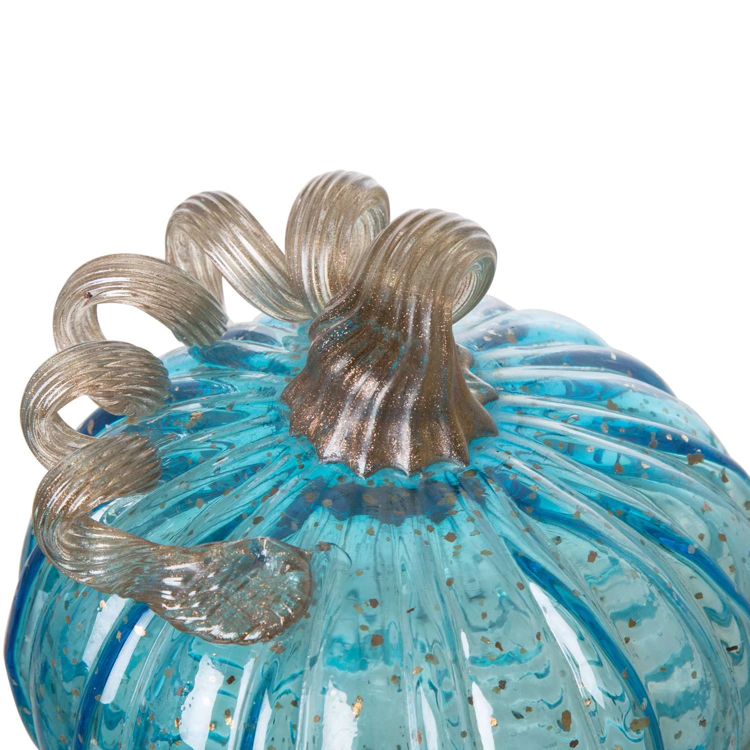 Glitzhome 8.46 In. Glass Blue Pumpkin Fall Decor 5 Glitzhome 8.46 In. Glass Blue Pumpkin Fall Decor - Image 3