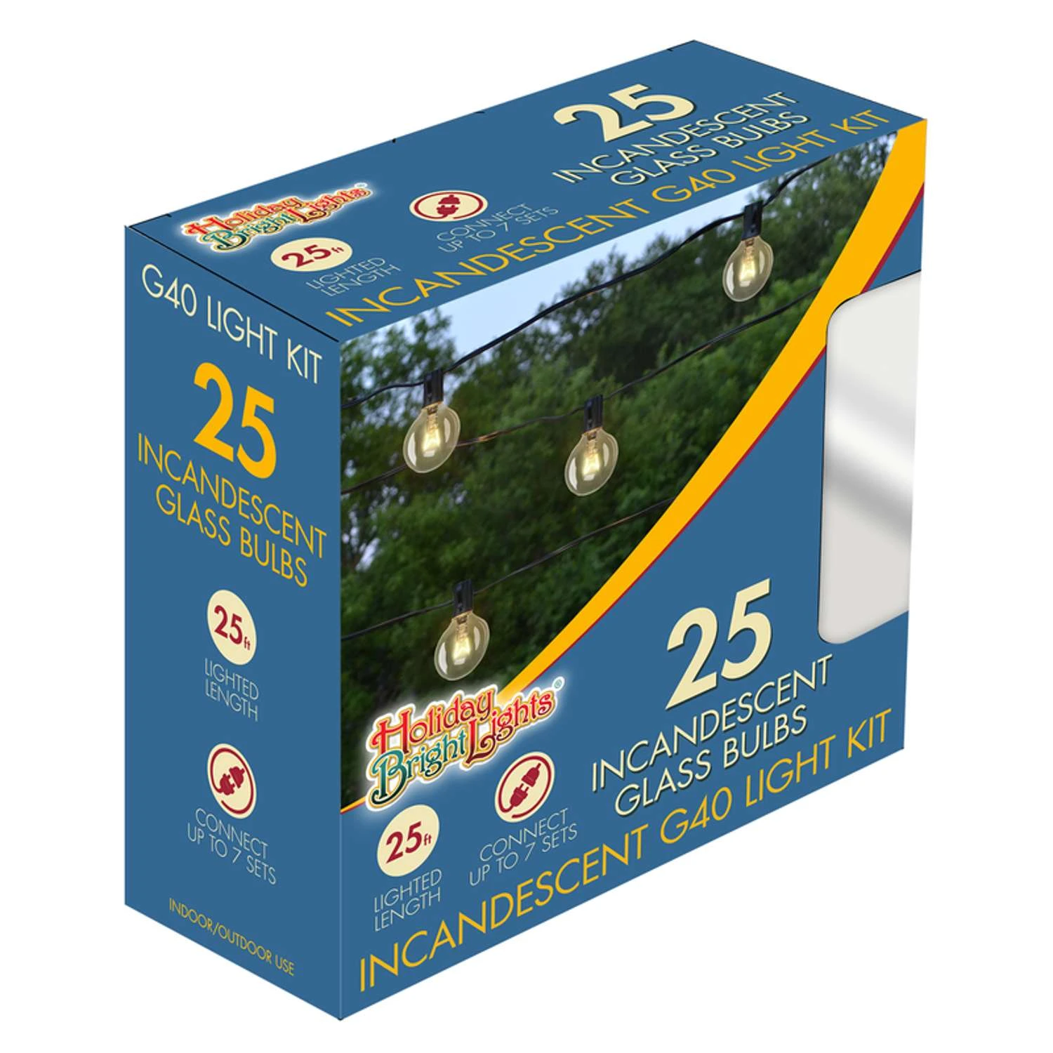 Holiday Bright Lights Incandescent G40 Globe Clear/Warm White 25 Ct String Christmas Lights 3 Holiday Bright Lights Incandescent G40 Globe Clear/Warm White 25 Ct String Christmas Lights