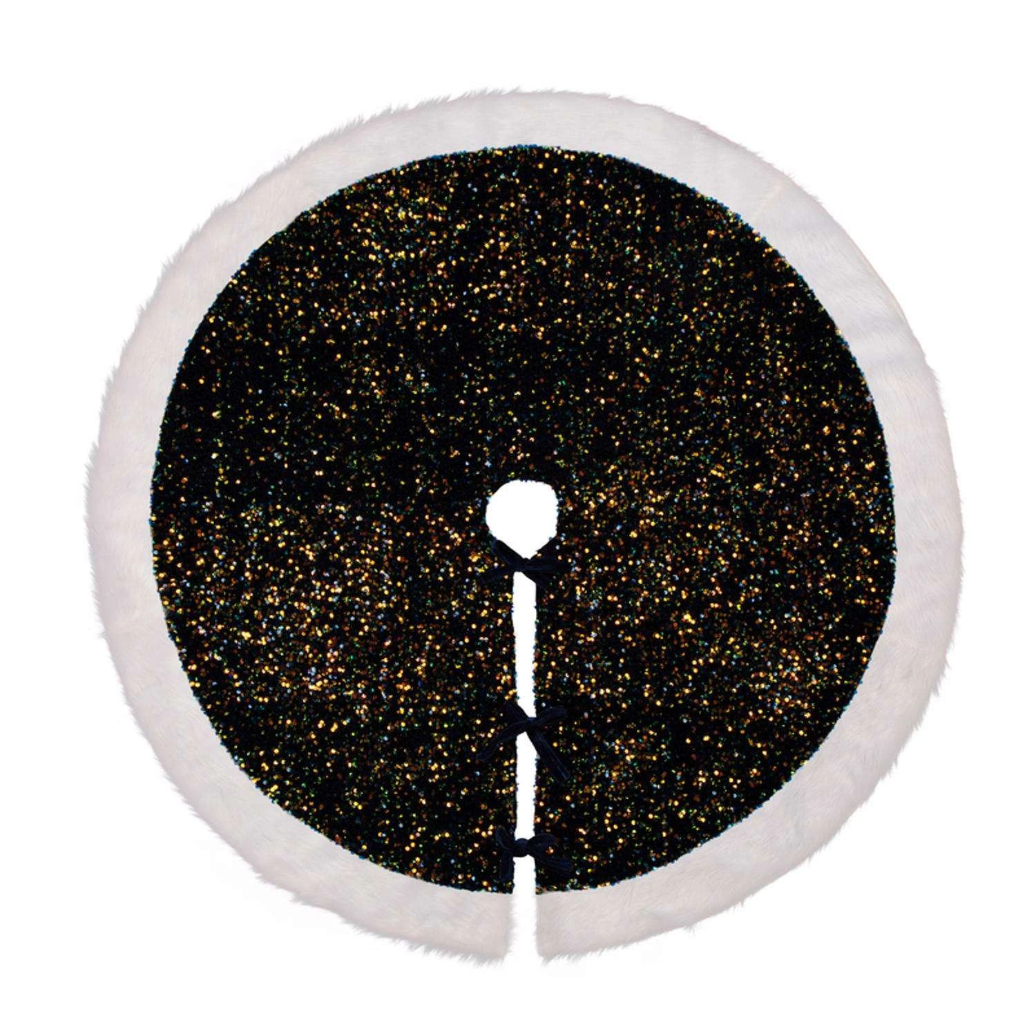 Glitzhome Navy Blue/White Sequin Christmas Tree Skirt 0.39 In. 3 Glitzhome Navy Blue/White Sequin Christmas Tree Skirt 0.39 In.