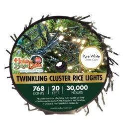 Holiday Bright Lights LED Rice Cluster Pure White 768 Ct String Christmas Lights