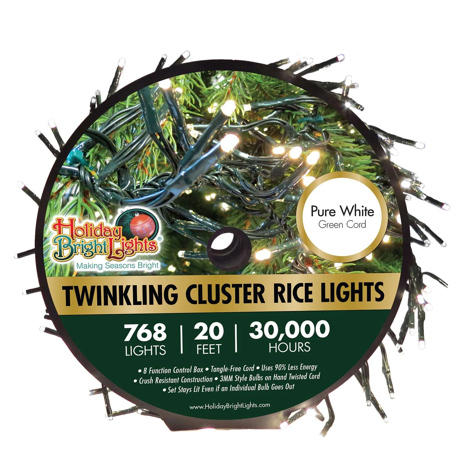 Holiday Bright Lights LED Rice Cluster Pure White 768 Ct String Christmas Lights 3 Holiday Bright Lights LED Rice Cluster Pure White 768 Ct String Christmas Lights