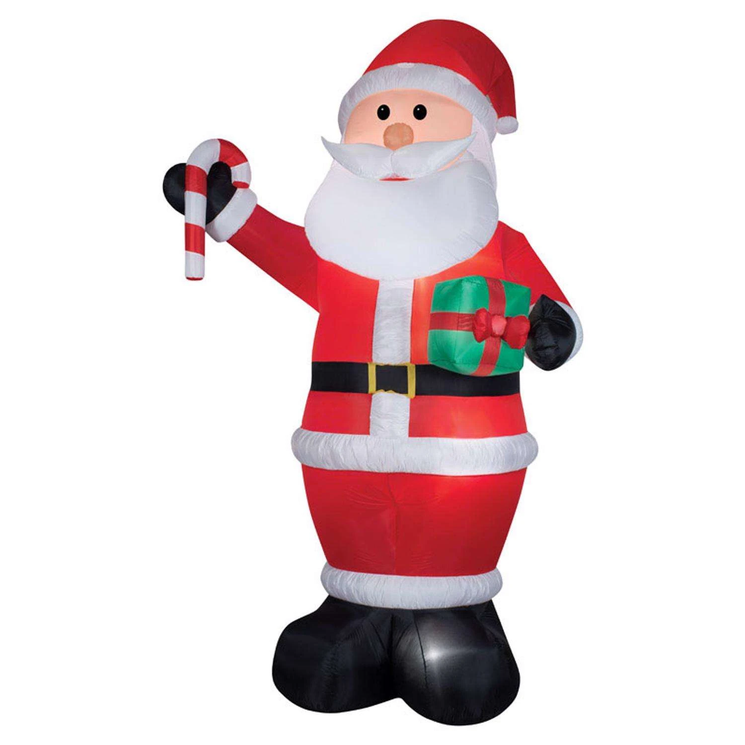 Gemmy LED White Santa With Candy Cane And Gift 12 Ft. Inflatable 3 Gemmy LED White Santa With Candy Cane And Gift 12 Ft. Inflatable