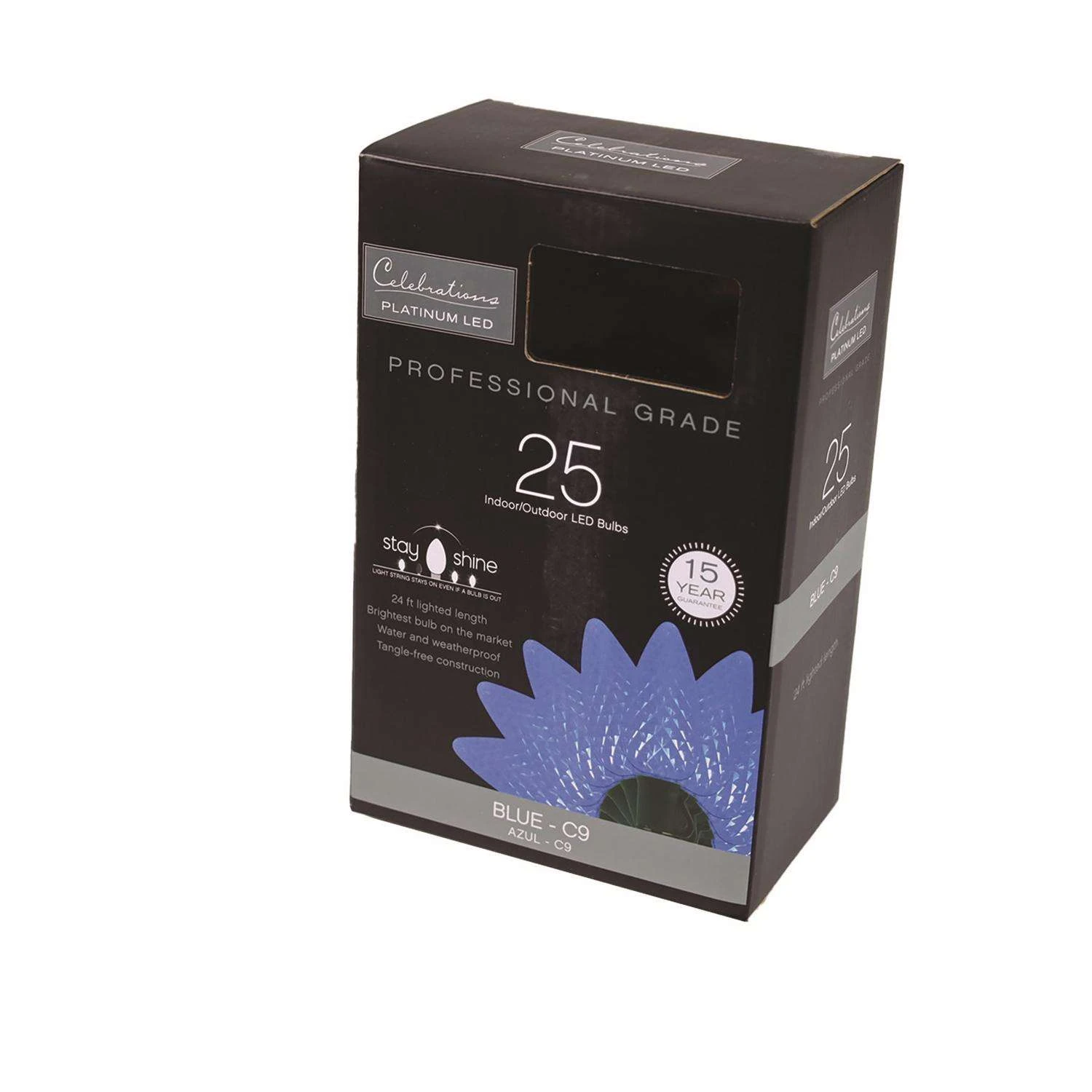 Celebrations Platinum LED C9 Blue 25 Ct String Christmas Lights 25 Ft. 4 Celebrations Platinum LED C9 Blue 25 Ct String Christmas Lights 25 Ft. - Image 2