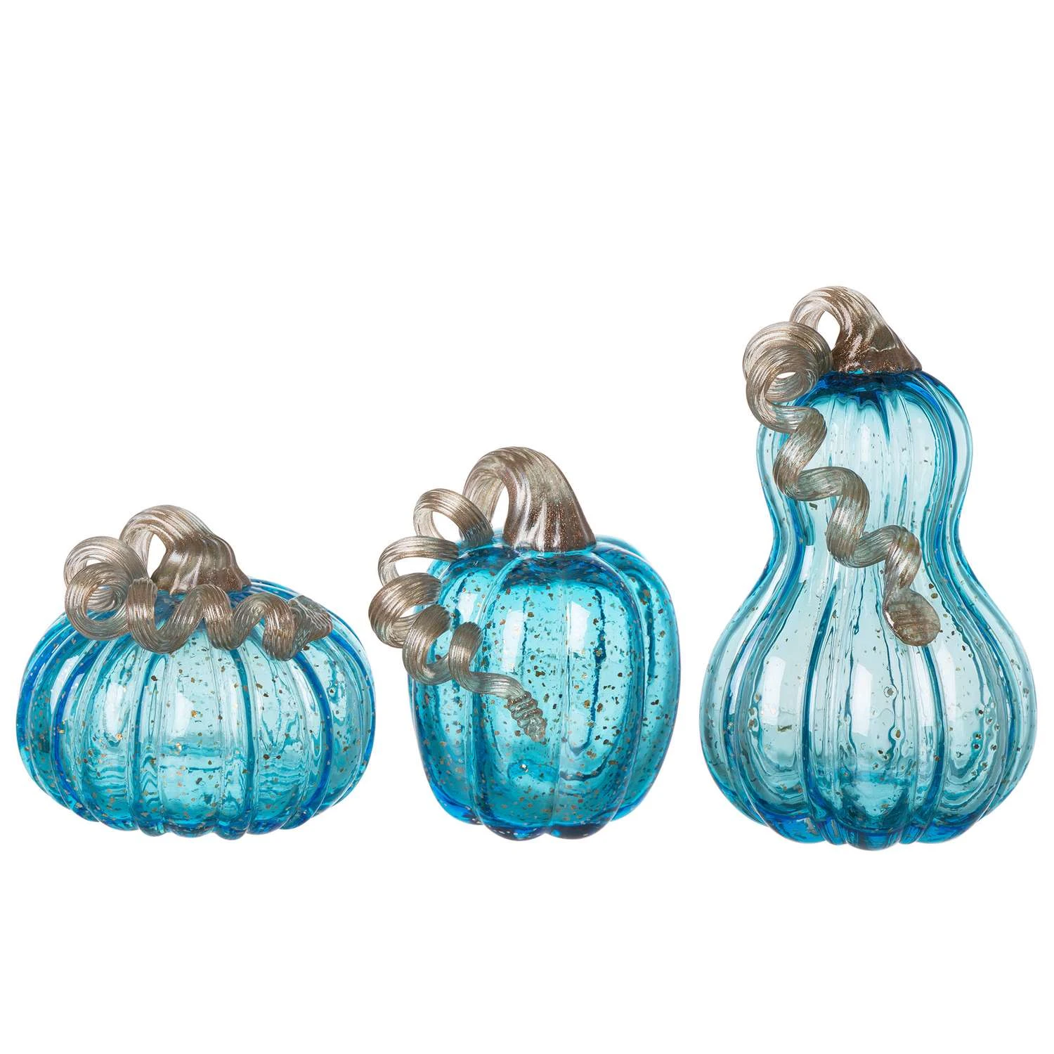 Glitzhome 8.46 In. Glass Blue Pumpkin Fall Decor 3 Glitzhome 8.46 In. Glass Blue Pumpkin Fall Decor