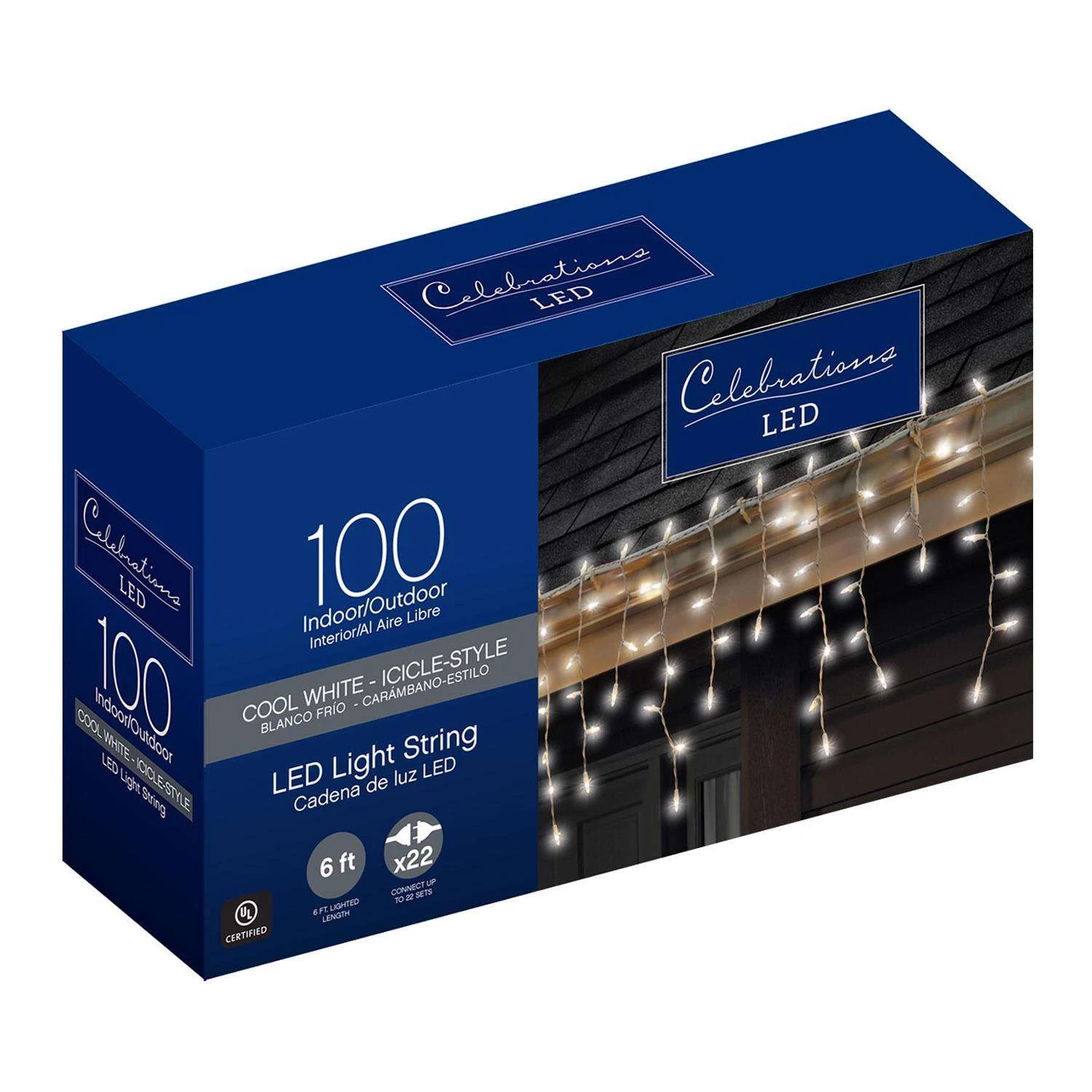 Celebrations LED Mini Cool White 100 Ct Icicle Christmas Lights 5.67 Ft. 3 Celebrations LED Mini Cool White 100 Ct Icicle Christmas Lights 5.67 Ft.