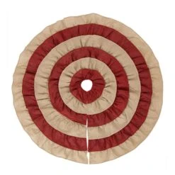 Glitzhome Khaki/Red Faux Burlap Christmas Tree Skirt 0.36 In.