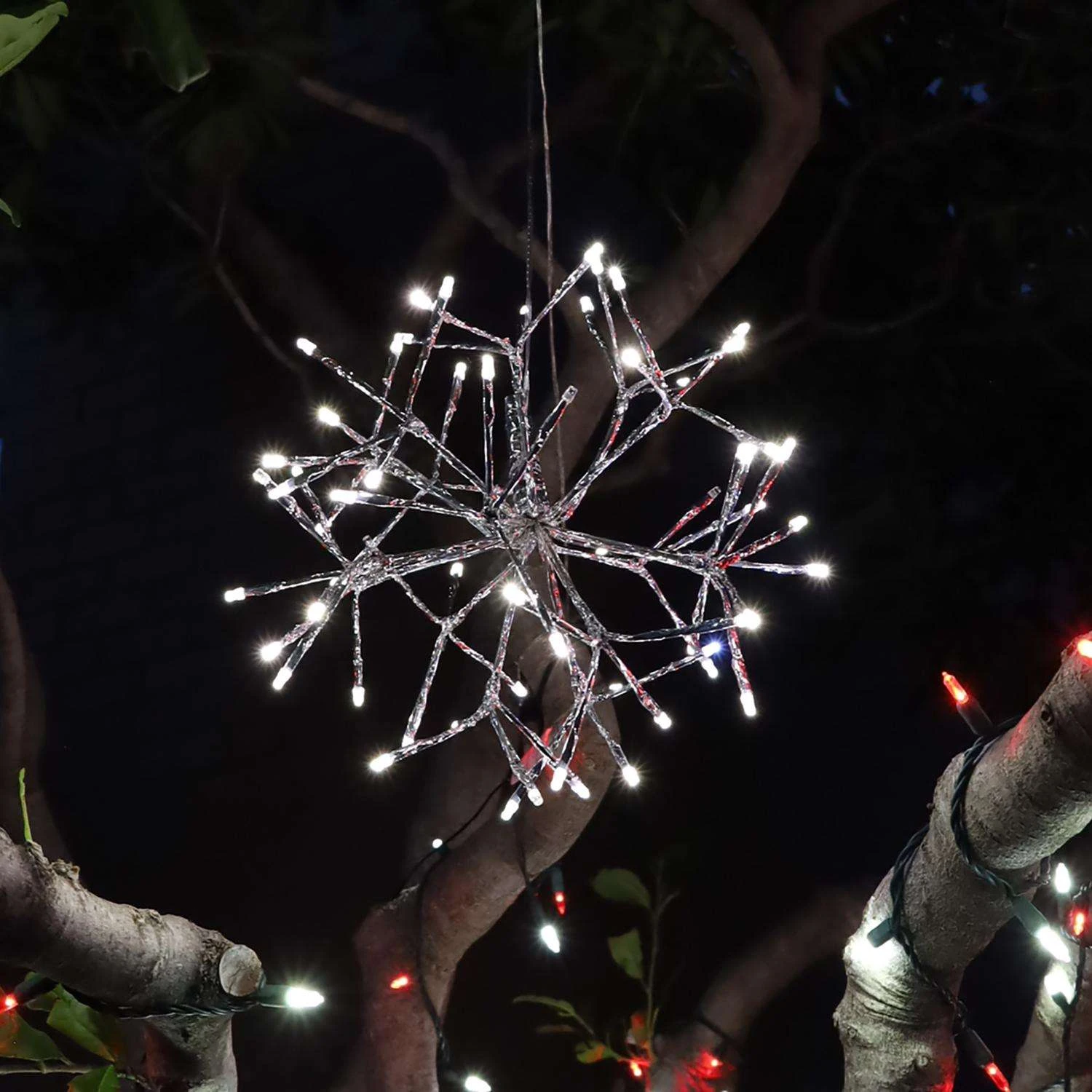 Celebrations Platinum LED Pure White Shimmer Sphere 16 In. Hanging Decor 4 Celebrations Platinum LED Pure White Shimmer Sphere 16 In. Hanging Decor - Image 2