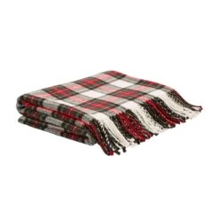 Glitzhome Multicolored Dress Stewart Tartan Plaid With Fringe Blanket