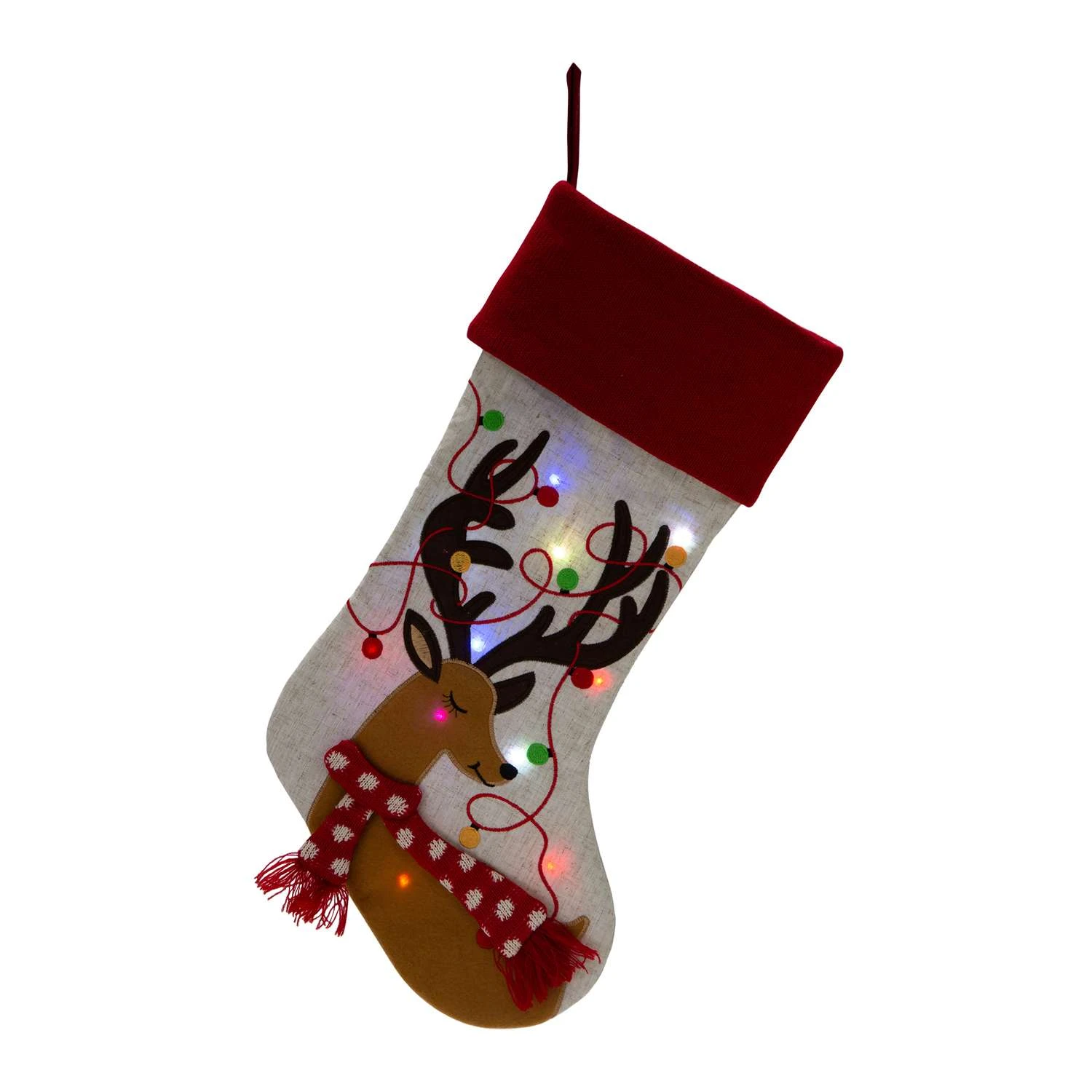 Glitzhome Multicolored Reindeer Christmas Stocking 1.18 In. 3 Glitzhome Multicolored Reindeer Christmas Stocking 1.18 In.