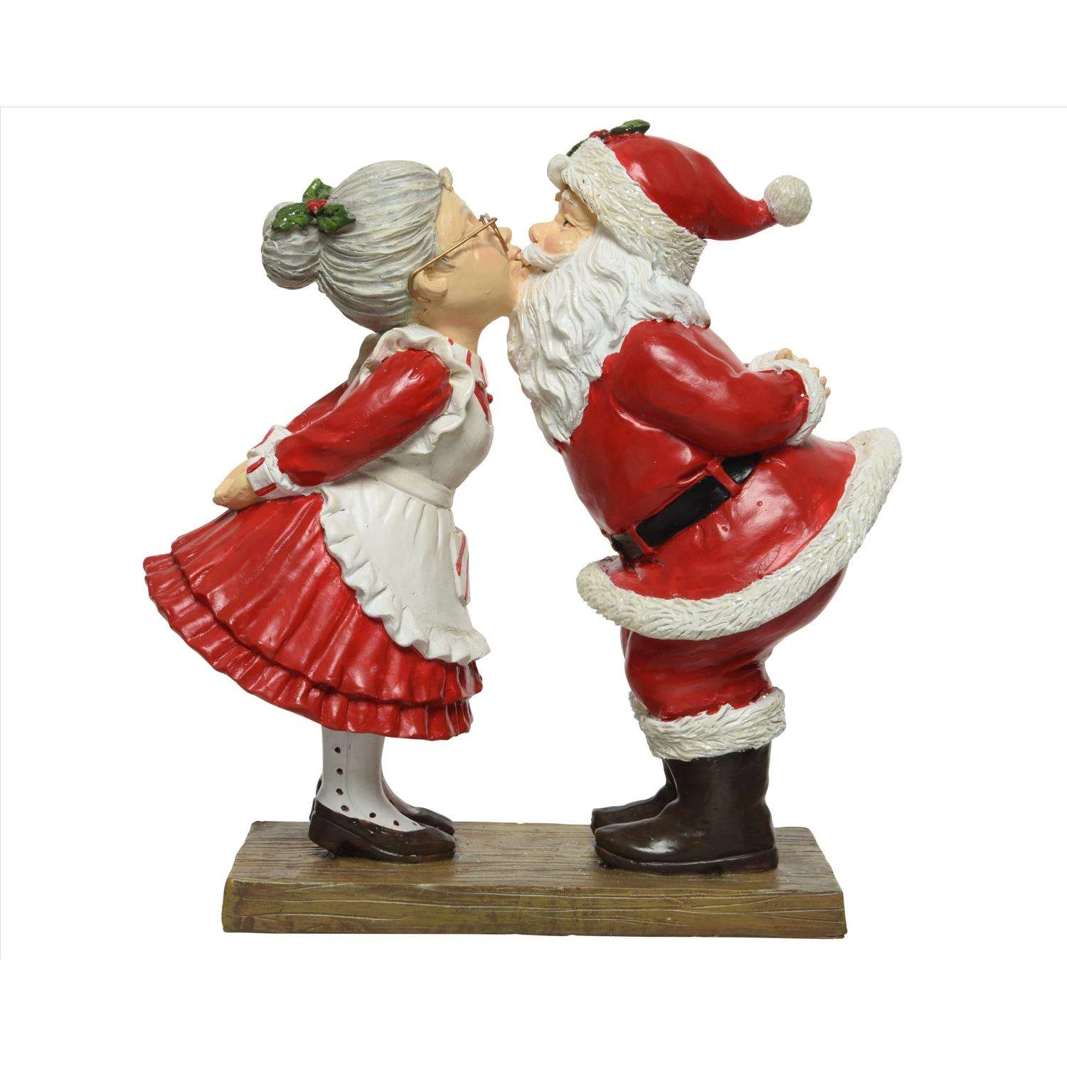 Decoris Red/White Kissing Santa & Mrs Claus Figurine 7.9 In. 3 Decoris Red/White Kissing Santa & Mrs Claus Figurine 7.9 In.