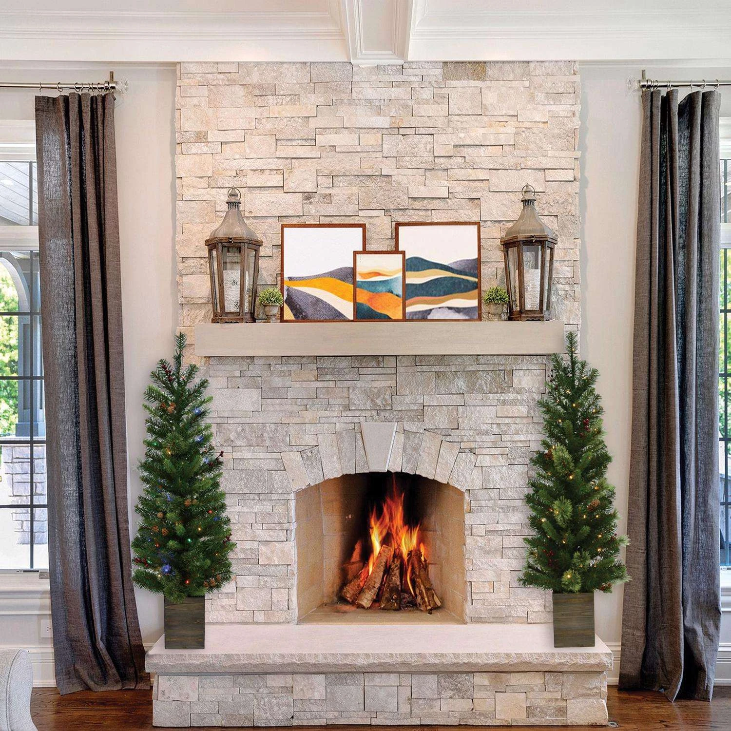 Celebrations 4 Ft. Pencil LED 50 Ct Potted Tree Christmas Tree 4 Celebrations 4 Ft. Pencil LED 50 Ct Potted Tree Christmas Tree - Image 2